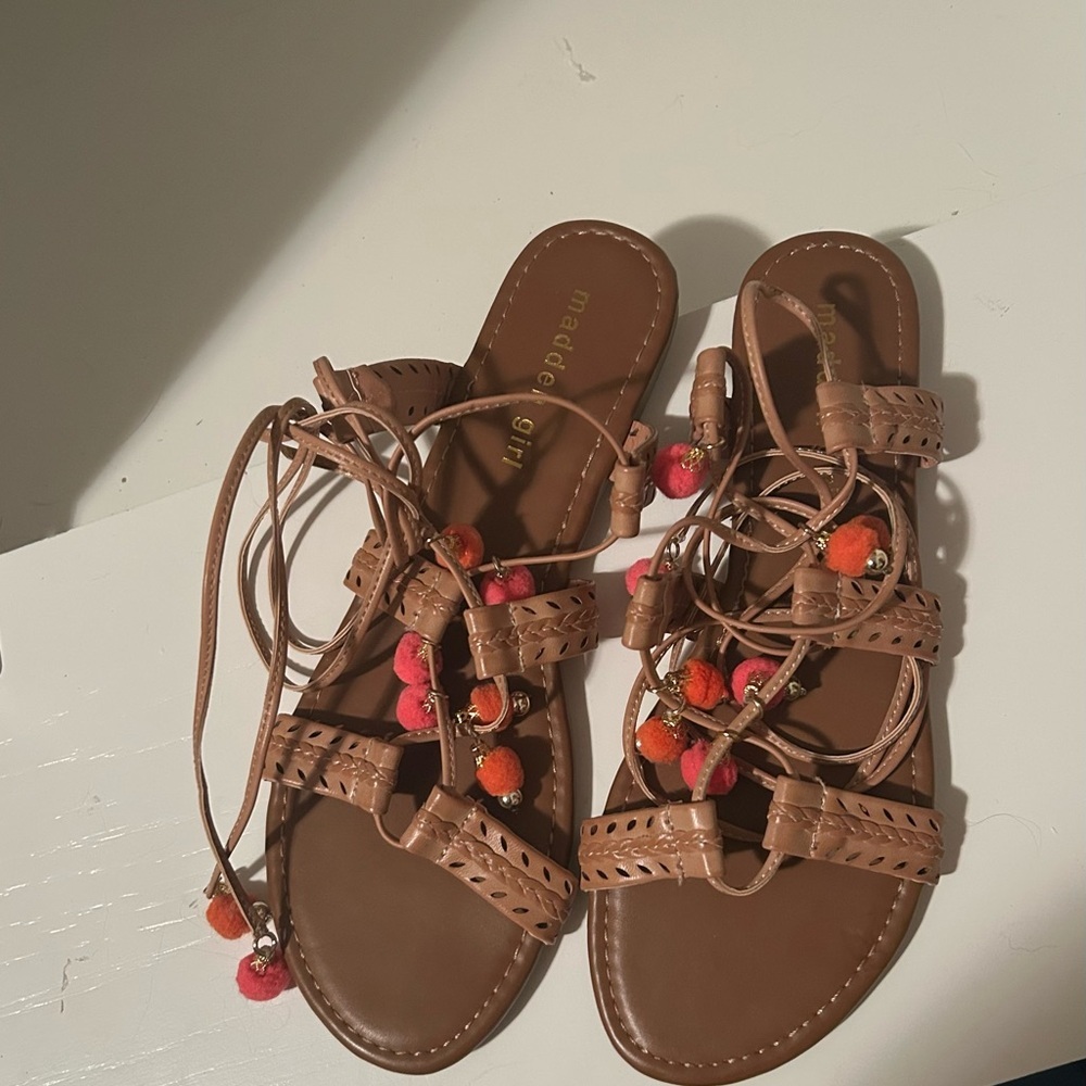 Madden Girl Tan Strappy Sandals Size 8.5
